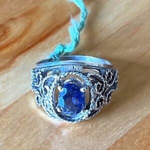 NWOT Sterling Silver 925 Filigree Amethyst Ring Size US 7.5